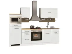 Held Möbel Küchenzeile Mailand 270 cm Weiß Hochglanz-Weiß Matt mit E-Geräten