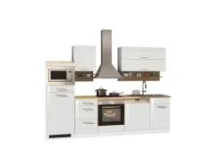 Held Möbel Küchenzeile Mailand 280 cm Weiß Hochglanz-Weiß Matt mit E-Geräten