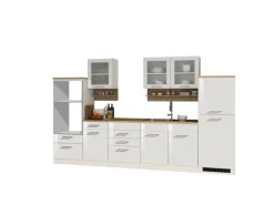 Held Möbel Küchenzeile Mailand 330 cm Weiß Hochglanz-Weiß Matt ohne E-Geräte