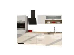 Held Möbel Küchenzeile Mailand 300 cm Weiß Hochglanz-Weiß Matt ohne E-Geräte