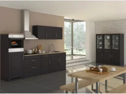 Held Möbel Küchenzeile Rom 290 cm Landhaus Grau Matt mit E-Geräten