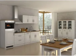 Held Möbel Küchenzeile Rom 290 cm Landhaus Weiß Matt mit E-Geräten