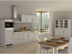 Held Möbel Küchenzeile Rom 300 cm Landhaus Weiß Matt mit E-Geräten