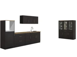 Held Möbel Küchenzeile Rom 290 cm Landhaus Grau Matt ohne E-Geräte