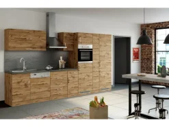 Held Möbel Küchenzeile Sorrento 360 cm Wotaneiche-Wotaneiche ohne E-Geräte