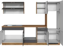 Held Möbel Küchenzeile Sorrento 270 cm Anthrazit-Wotaneiche ohne E-Geräte