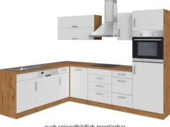 Held Möbel Küchenzeile Sorrento 210/ 270 cm Weiß-Wotaneiche Winkel