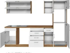 Held Möbel Küchenzeile Sorrento 270 cm Weiß-Wotaneiche ohne E-Geräte