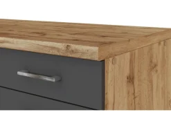 Held Möbel Küchenzeile Sorrento 210 cm Anthrazit-Wotaneiche ohne E-Geräte Winkel