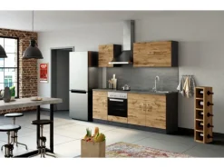 Held Möbel Küchenzeile Sorrento 210 cm Wotaneiche-Grafit