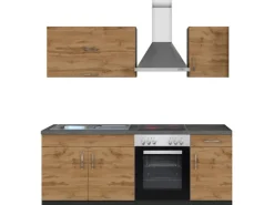 Held Möbel Küchenzeile Sorrento 210 cm Wotaneiche-Grafit