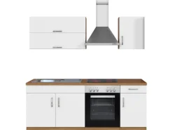 Held Möbel Küchenzeile Sorrento 210 cm Weiß-Wotaneiche