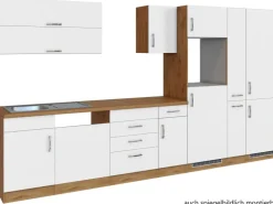 Held Möbel Küchenzeile Sorrento 360 cm Weiß-Wotaneiche ohne E-Geräte