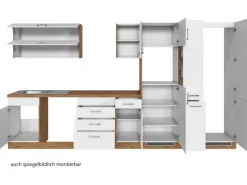 Held Möbel Küchenzeile Sorrento 360 cm Weiß-Wotaneiche ohne E-Geräte