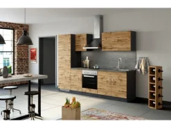 Held Möbel Küchenzeile Sorrento 270 cm Wotaneiche-Grafit ohne E-Geräte