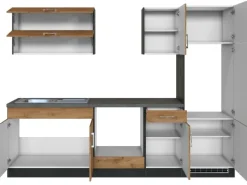 Held Möbel Küchenzeile Sorrento 270 cm Wotaneiche-Grafit ohne E-Geräte
