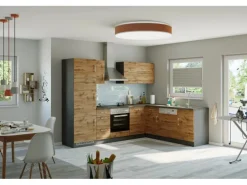 Held Möbel Küchenzeile Sorrento 210/270 cm Wotaneiche-Grafit Winkel