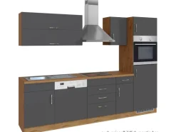 Held Möbel Küchenzeile Sorrento 270 cm Anthrazit-Wotaneiche