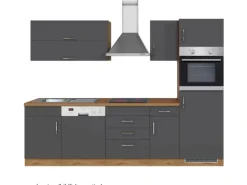 Held Möbel Küchenzeile Sorrento 270 cm Anthrazit-Wotaneiche