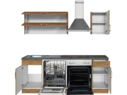 Held Möbel Küchenzeile Sorrento 210 cm Wotaneiche-Wotaneiche