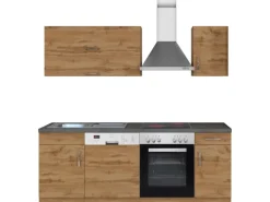 Held Möbel Küchenzeile Sorrento 210 cm Wotaneiche-Wotaneiche