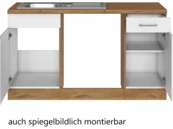 Held Möbel Küchenzeile Sorrento 210/ 270 cm Weiß-Wotaneiche o. E-Geräte Winkel