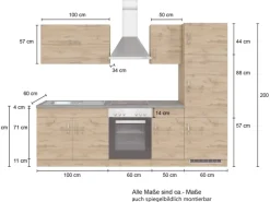 Held Möbel Küchenzeile Sorrento 270 cm Wotaneiche-Wotaneiche