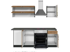 Held Möbel Küchenzeile Sorrento 210 cm Wotaneiche-Grafit Winkel