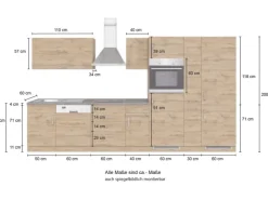 Held Möbel Küchenzeile Sorrento 360 cm Wotaneiche-Grafit ohne E-Geräte
