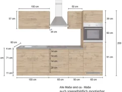 Held Möbel Küchenzeile Sorrento 270 cm Wotaneiche ohne E-Geräte
