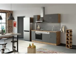 Held Möbel Küchenzeile Sorrento 210 cm Anthrazit-Wotaneiche