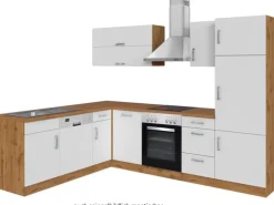 Held Möbel Küchenzeile Sorrento 210/ 270 cm Weiß-Wotaneiche Winkel