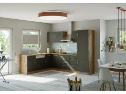 Held Möbel Küchenzeile Sorrento 210/ 270 cm  Anthrazit-Wotaneiche Winkel