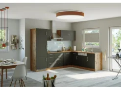 Held Möbel Küchenzeile Sorrento 210/ 270 cm  Anthrazit-Wotaneiche Winkel