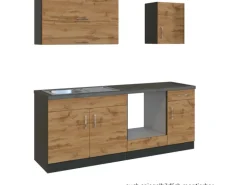 Held Möbel Küchenzeile Sorrento 210 cm Wotaneiche-Grafit ohne E-Geräte