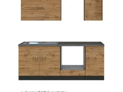 Held Möbel Küchenzeile Sorrento 210 cm Wotaneiche-Grafit ohne E-Geräte