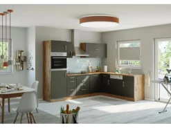 Held Möbel Küchenzeile Sorrento 210/ 270 cm Anthrazit-Wotaneiche Winkel