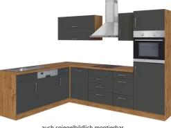 Held Möbel Küchenzeile Sorrento 210/ 270 cm Anthrazit-Wotaneiche Winkel