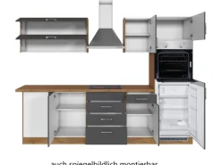 Held Möbel Küchenzeile Sorrento 210/ 270 cm Anthrazit-Wotaneiche Winkel