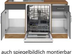 Held Möbel Küchenzeile Sorrento 210/ 270 cm Anthrazit-Wotaneiche Winkel