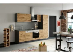 Held Möbel Küchenzeile Sorrento 270 cm Wotaneiche-Grafit ohne E-Geräte