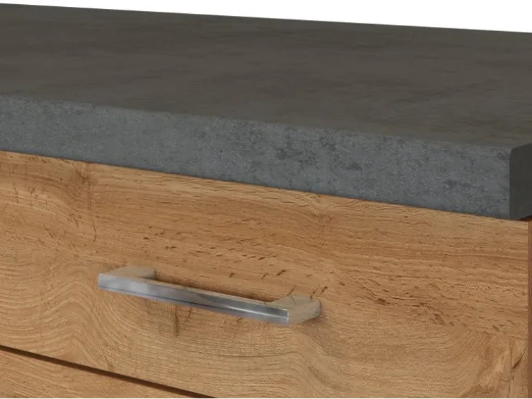 Held Möbel Küchenzeile Sorrento 210/ 270 cm Wotaneiche-Grafit o. E-Geräte Winkel