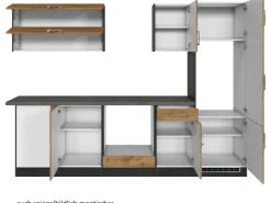 Held Möbel Küchenzeile Sorrento 210/ 270 cm Wotaneiche-Grafit o. E-Geräte Winkel