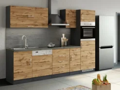 Held Möbel Küchenzeile Sorrento 270 cm Wotaneiche-Grafit