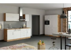 Held Möbel Küchenzeile Sorrento 360 cm Weiß-Wotaneiche