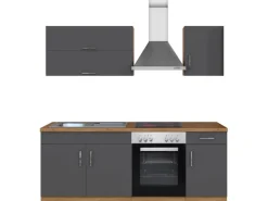 Held Möbel Küchenzeile Sorrento 210 cm Anthrazit-Wotaneiche