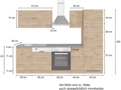 Held Möbel Küchenzeile Sorrento 270 cm Anthrazit-Wotaneiche