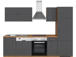 Held Möbel Küchenzeile Sorrento 270 cm Anthrazit-Wotaneiche
