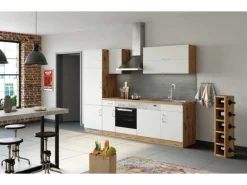 Held Möbel Küchenzeile Sorrento 270 cm Weiß-Wotaneiche