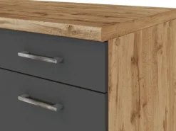 Held Möbel Küchenzeile Sorrento 210 cm Anthrazit-Wotaneiche ohne E-Geräte